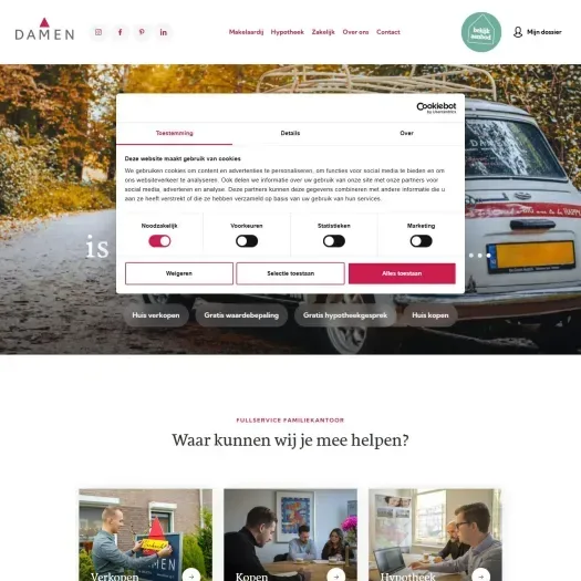 Screenshot of the website of www.damen-og.nl