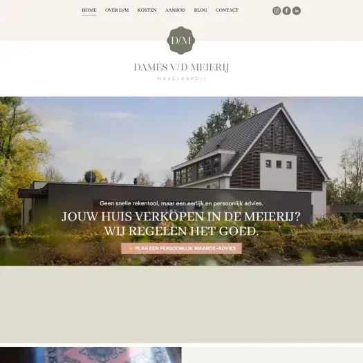 Screenshot of the website of damesvandemeierij.nl