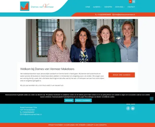 Screenshot der Website von www.damesvanvermeer.nl