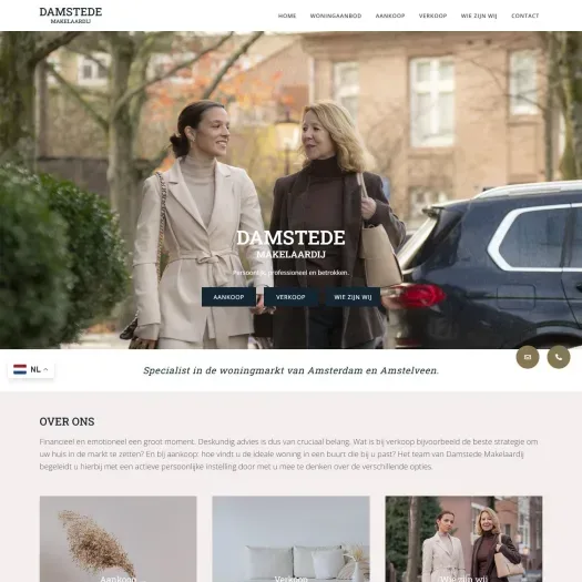 Screenshot of the website of www.damstede.nl