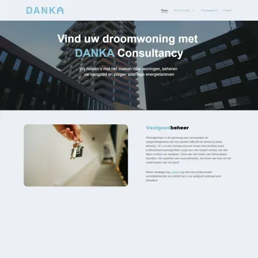 Screenshot van de website van www.dankaconsultancy.nl