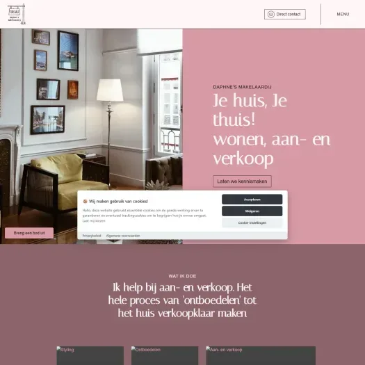 Screenshot van de website van www.daphnesmakelaardij.nl