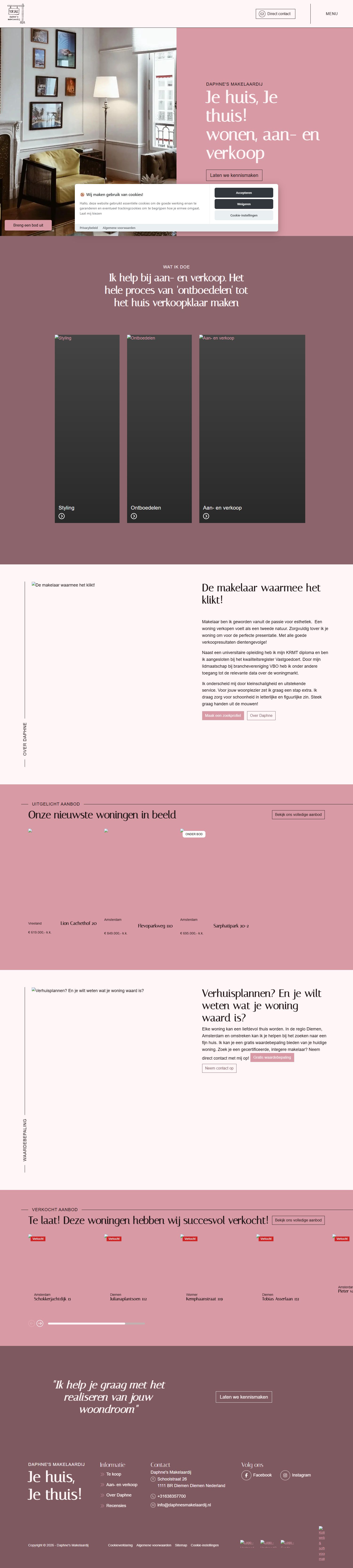 Screenshot der Website von www.daphnesmakelaardij.nl