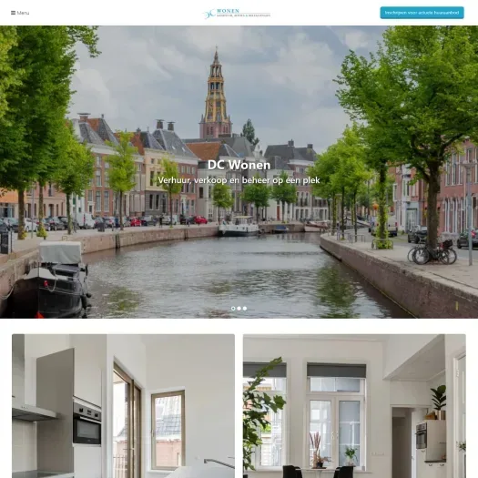 Screenshot of the website of www.dcwonen.nl