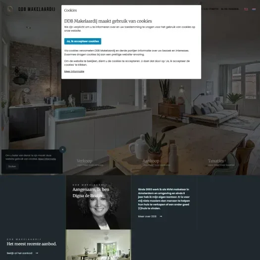Screenshot of the website of www.ddbmakelaardij.nl