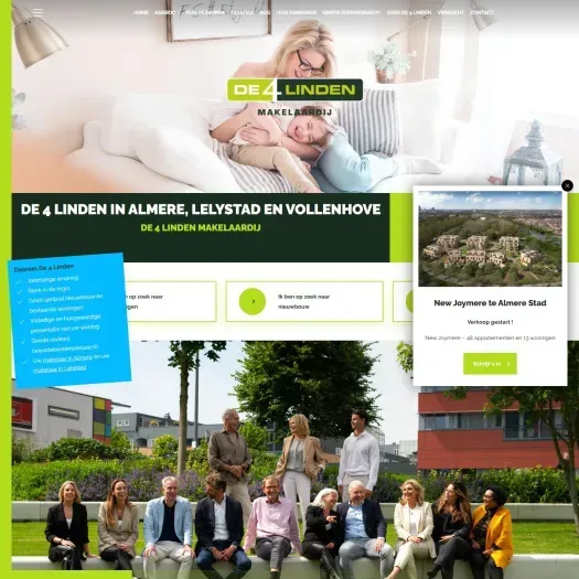 Screenshot of the website of www.de4linden.nl