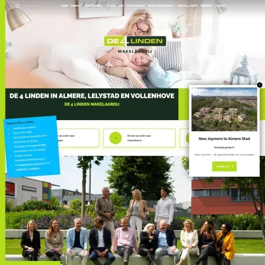 Screenshot van de website van www.de4linden.nl