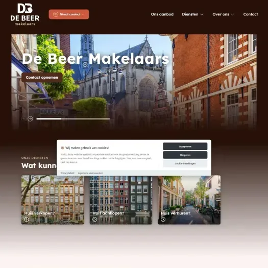 Screenshot of the website of www.debeermakelaars.nl