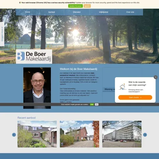 Screenshot of the website of www.deboer-makelaardij.nl