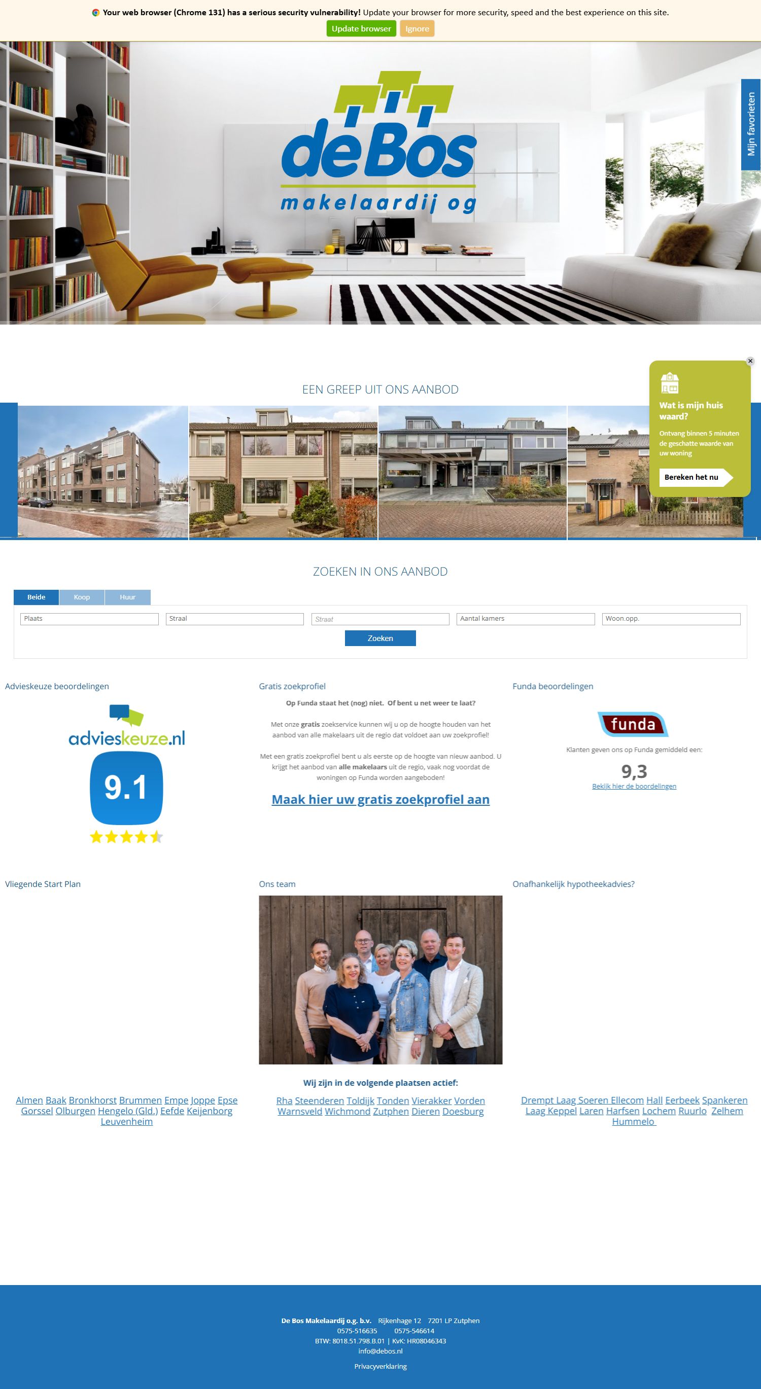 Screenshot der Website von www.debos.nl