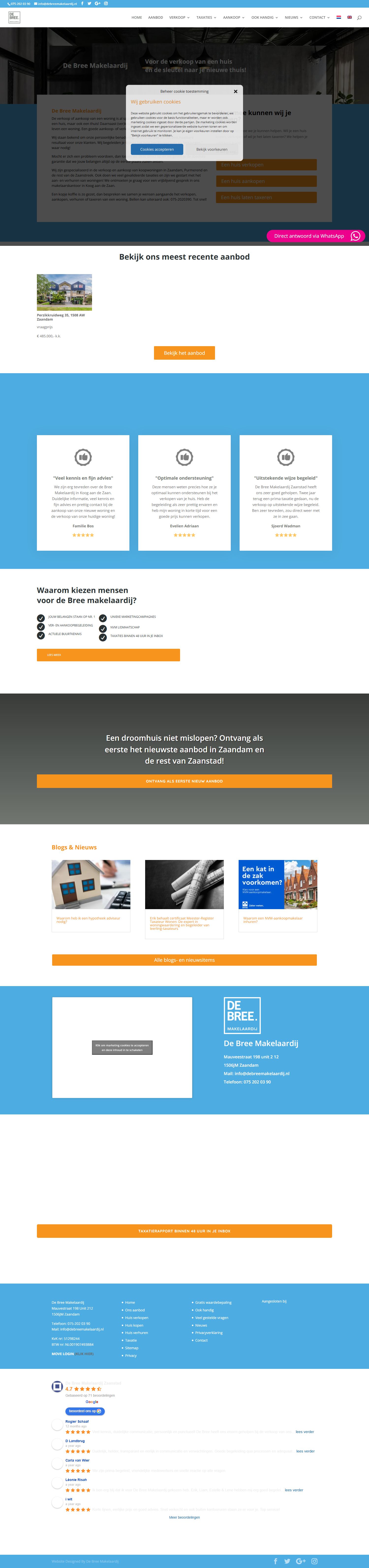 Screenshot der Website von www.debreemakelaardij.nl