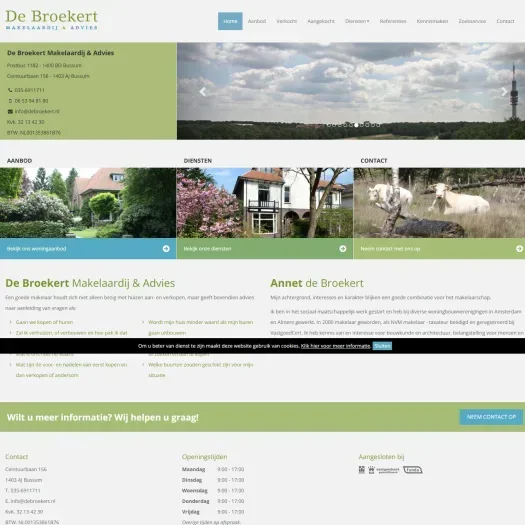 Capture d'écran du site web de www.debroekertmakelaardij.nl