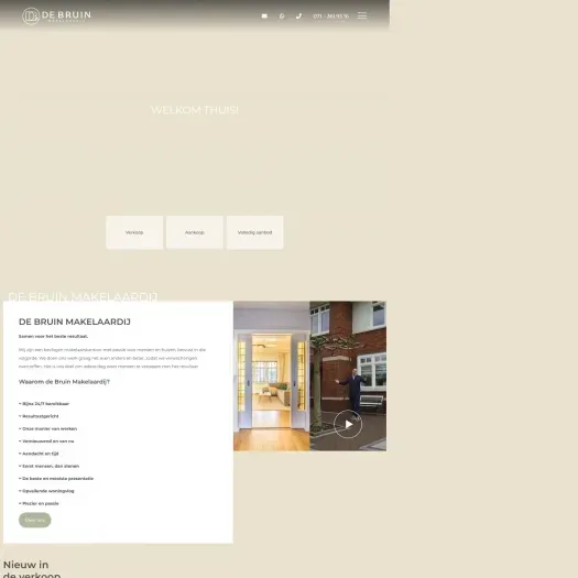 Screenshot van de website van www.debruinmakelaardij.nl