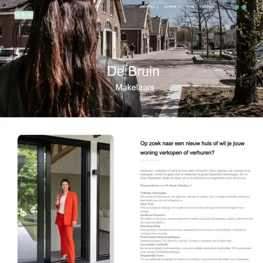 Screenshot van de website van www.debruin-makelaars.nl