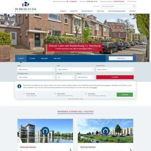 Screenshot van de website van www.debruynentak.nl