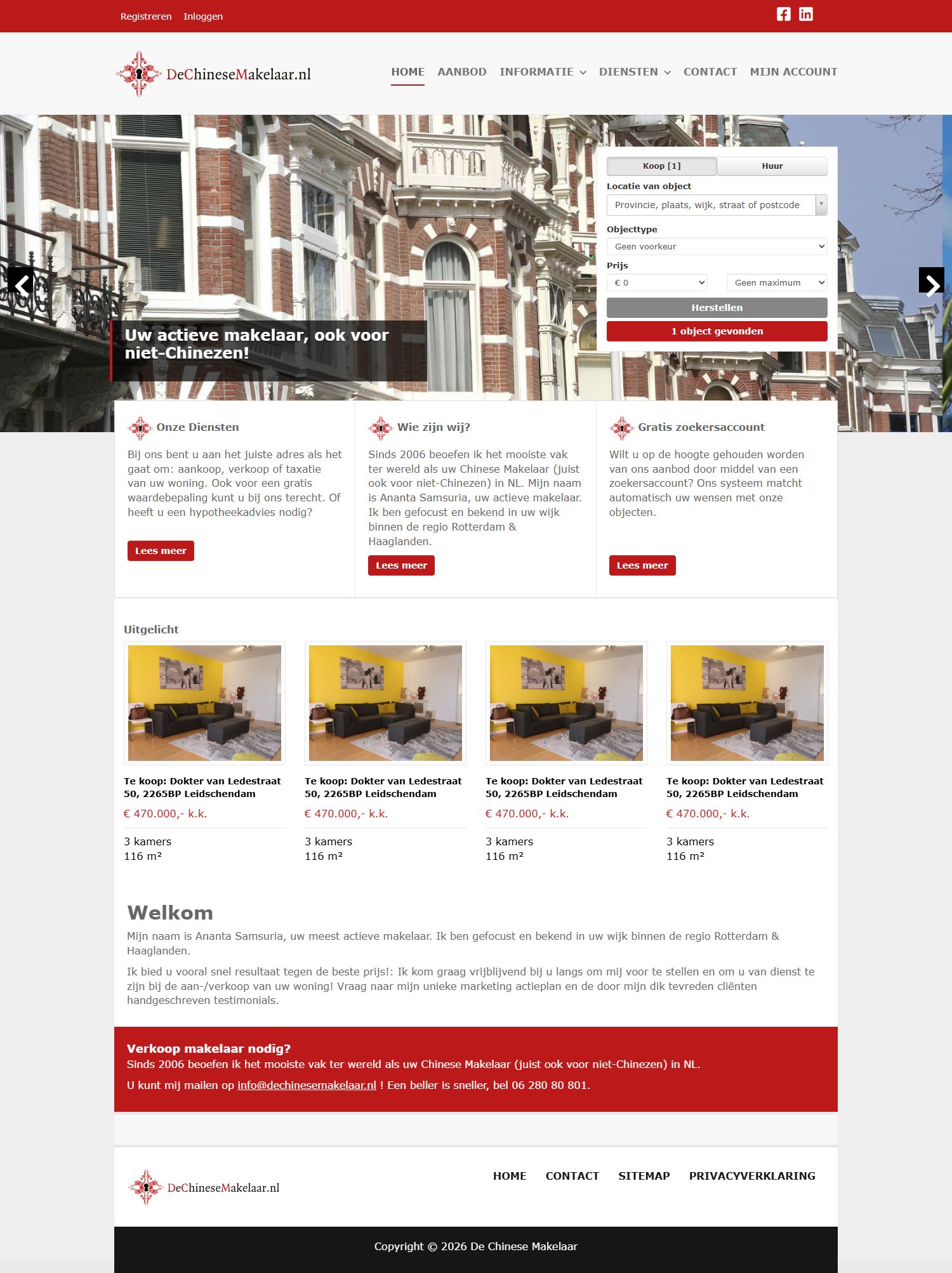 Capture d'écran du site web de www.dechinesemakelaar.nl