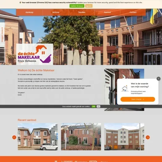 Screenshot van de website van www.deechtemakelaar.nl