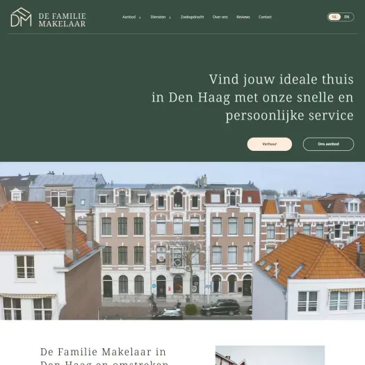 Screenshot van de website van www.defamiliemakelaar.nl