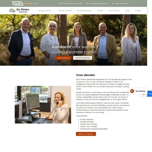 Screenshot van de website van www.deflinten.nl