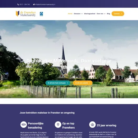 Screenshot der Website von www.defranekermakelaardij.nl
