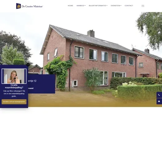 Screenshot van de website van www.degoudenmakelaar.nl