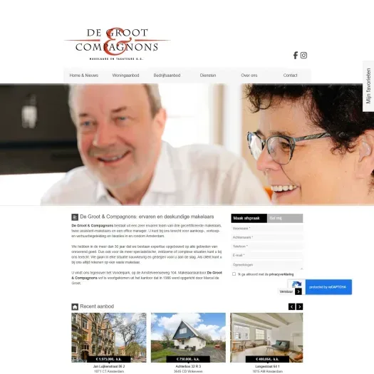 Screenshot of the website of www.degrootencompagnons.nl