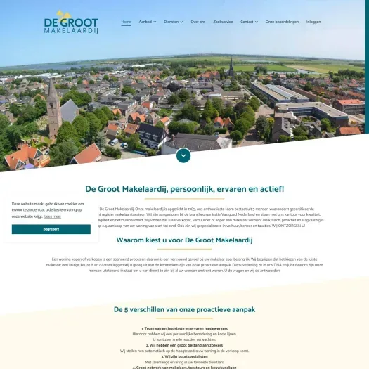 Screenshot van de website van www.regiomakelaardijdegroot.nl