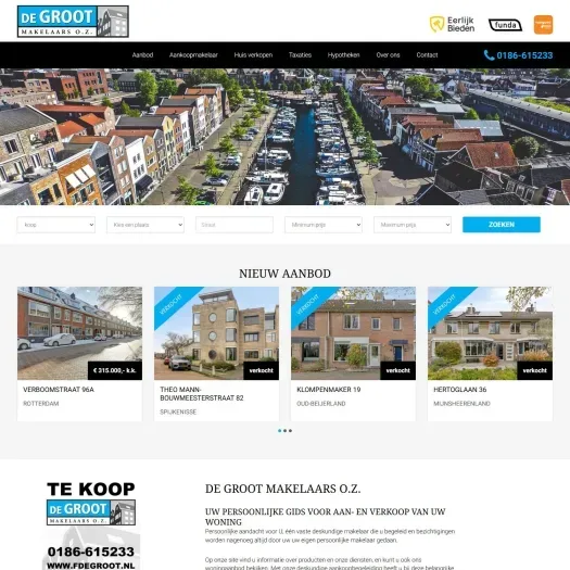 Screenshot der Website von www.degrootmakelaarsoz.nl