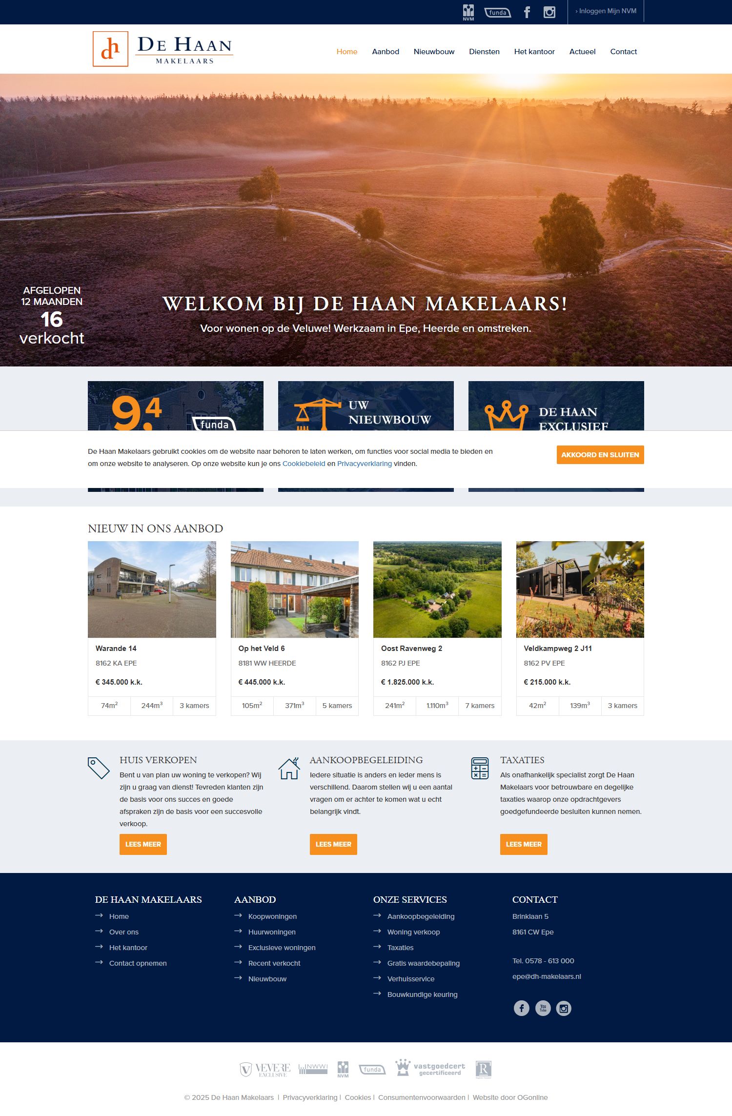 Screenshot der Website von www.dehaan-makelaars.nl