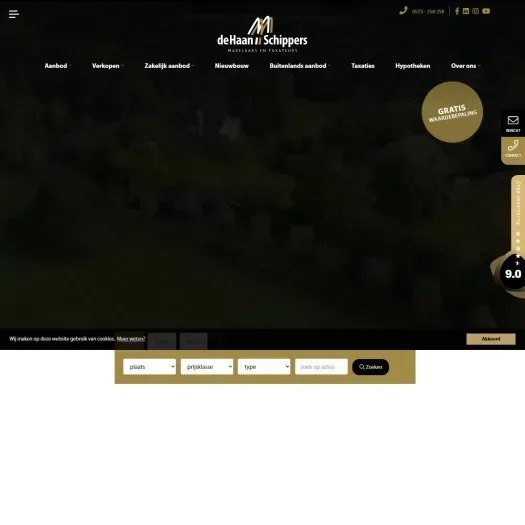 Screenshot van de website van www.dehaanschippers.nl