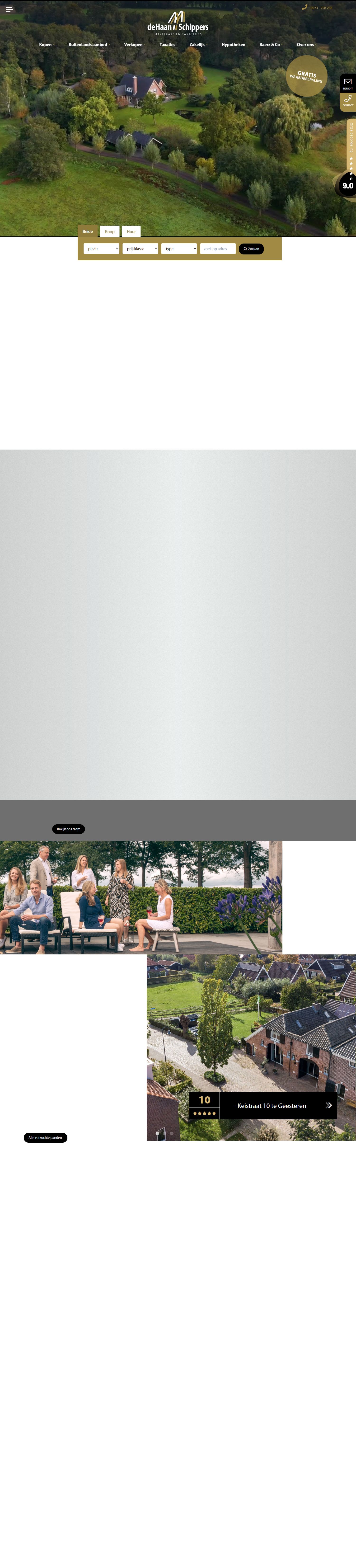 Screenshot of the website of www.dehaanschippers.nl