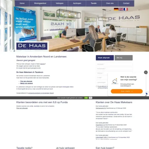 Capture d'écran du site web de www.dehaasmakelaars.nl