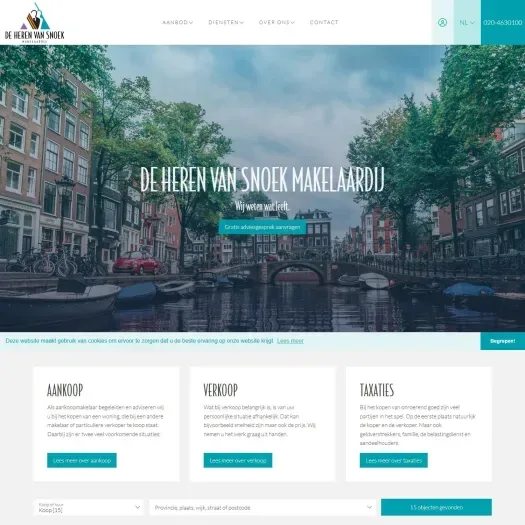 Screenshot van de website van www.deherenvansnoek.nl