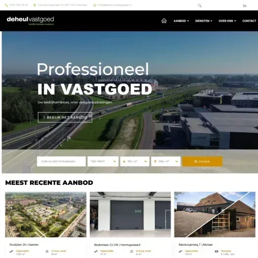 Screenshot van de website van www.deheulvastgoed.nl