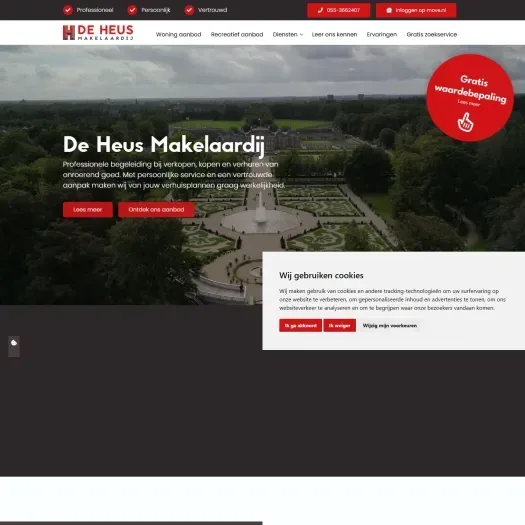 Screenshot of the website of www.deheusmakelaardij.nl
