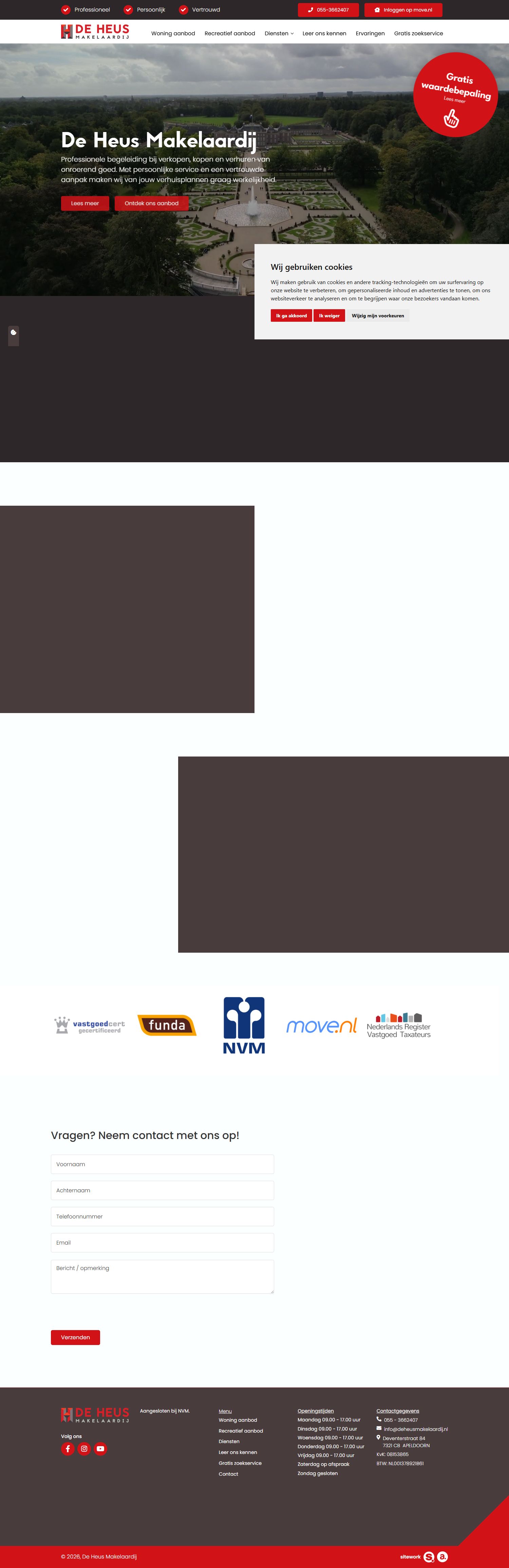 Screenshot of the website of www.deheusmakelaardij.nl