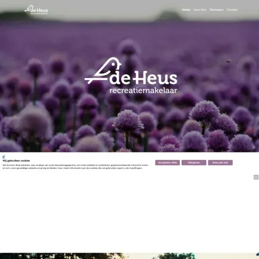 Screenshot van de website van www.deheusrecreatiemakelaar.nl