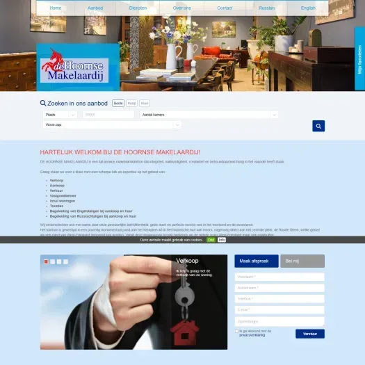 Screenshot van de website van www.dehoornsemakelaardij.nl