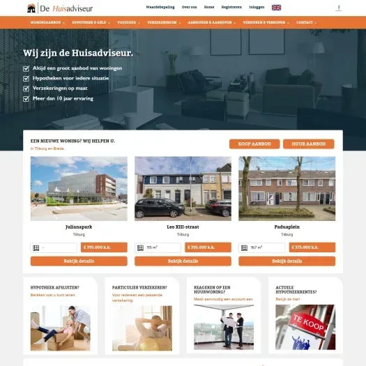 Screenshot van de website van www.huisadviseur.com