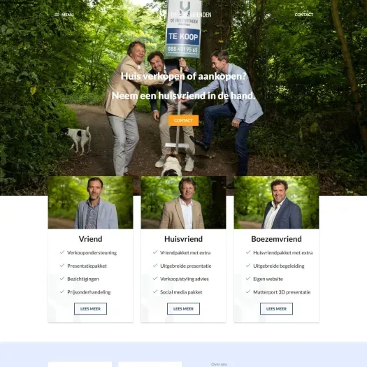 Screenshot van de website van www.dehuisvriendenmakelaars.nl