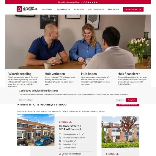 Screenshot van de website van www.dehuizenbemiddelaarmaassluis.nl