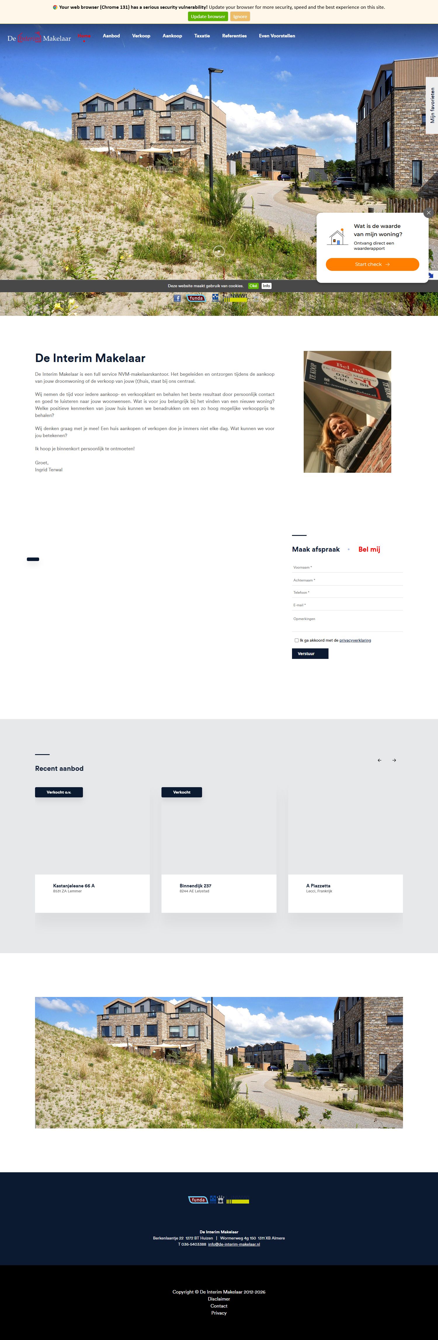Screenshot of the website of www.de-interim-makelaar.nl
