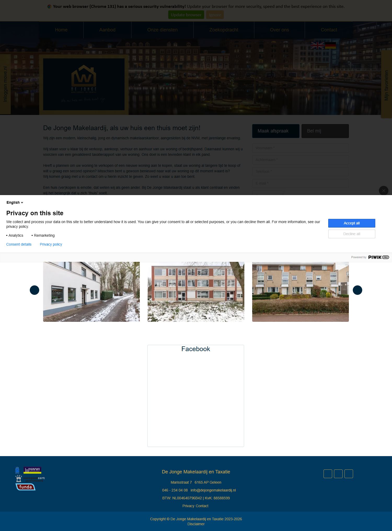 Screenshot of the website of www.dejongemakelaardij.nl