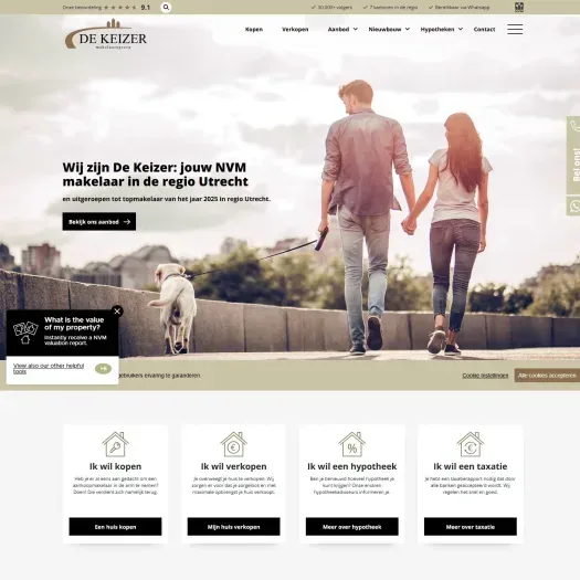 Screenshot van de website van www.dekeizer.nl