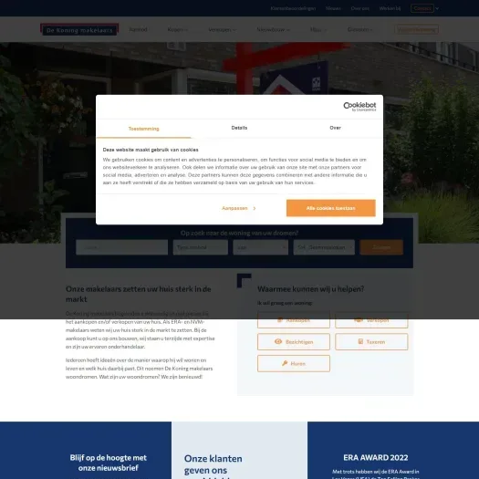 Screenshot of the website of www.dekoningwonen.nl