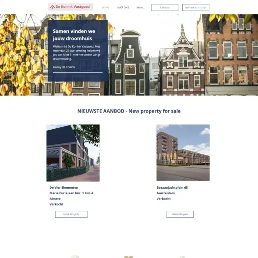 Screenshot of the website of www.dekoninkvastgoed.nl