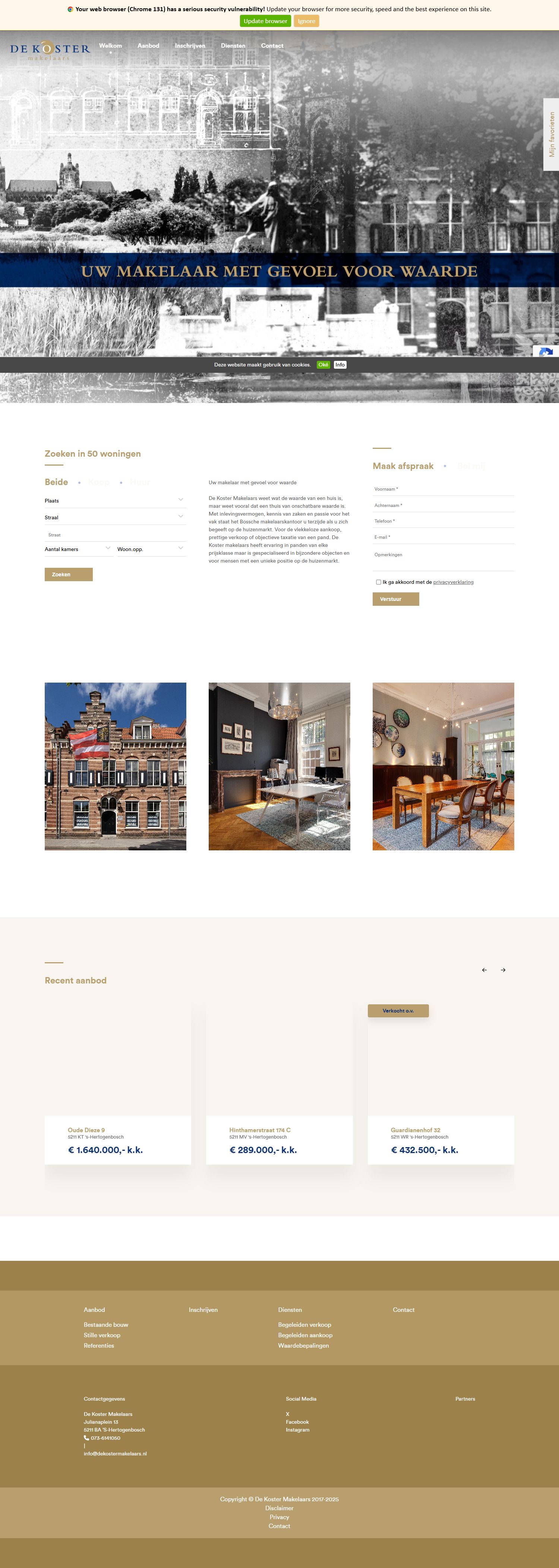 Screenshot der Website von www.dekostermakelaars.nl