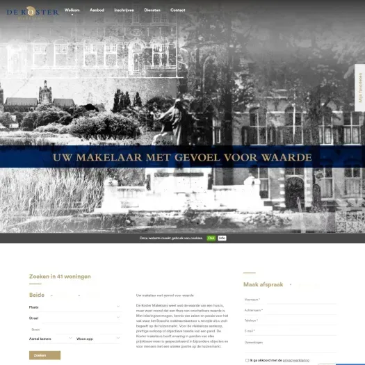 Screenshot van de website van www.dekostermakelaars.nl