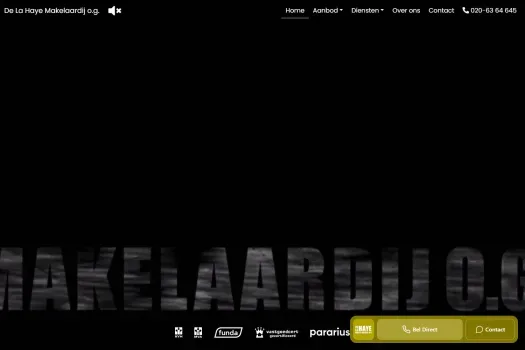 Screenshot van de website van www.delahayemakelaardij.nl