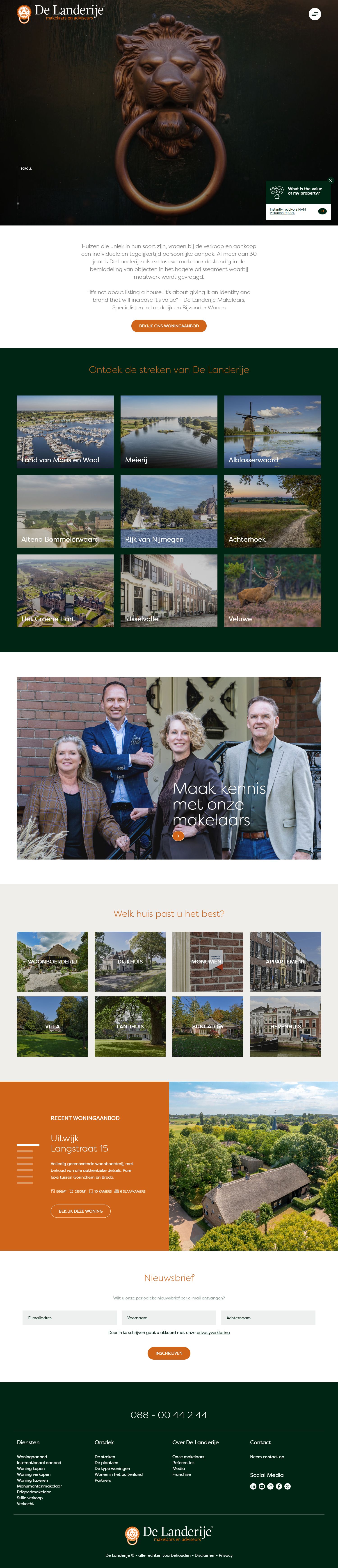 Screenshot der Website von www.landerije.nl